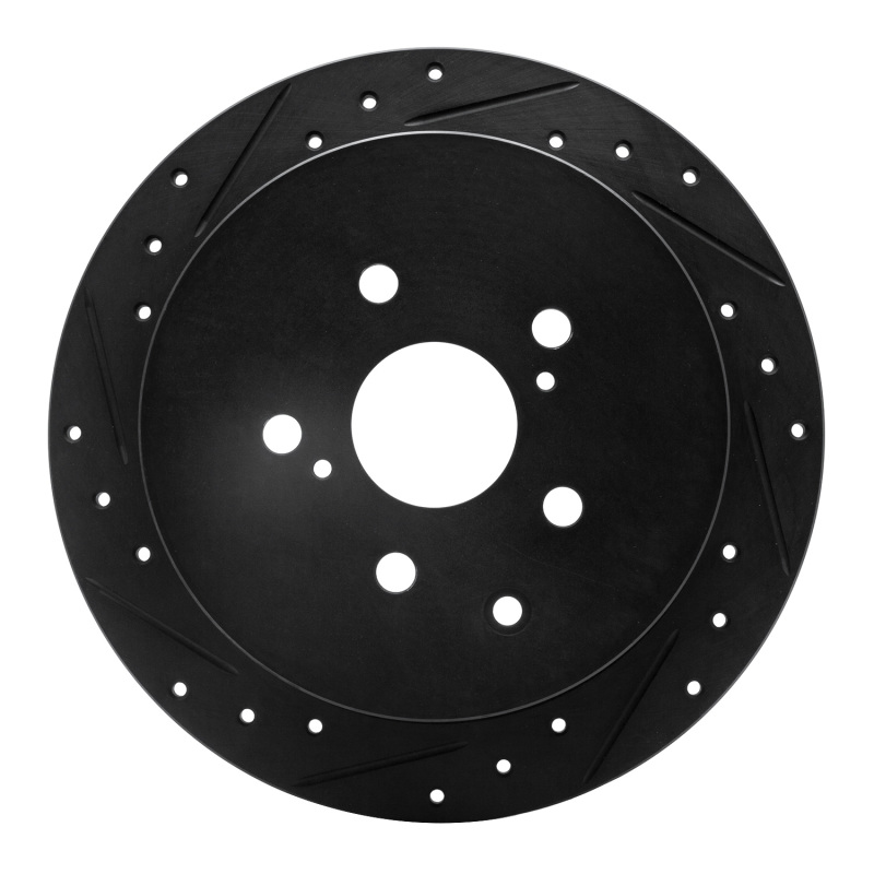 Lexus RX450h Brake Rotor (1) - Rear Left - R1 Concepts - Drilled & Slotted - Black - `10-`20